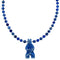 Denim Lapis Bear Sterling Silver Jewelry Bead Necklace RX114159